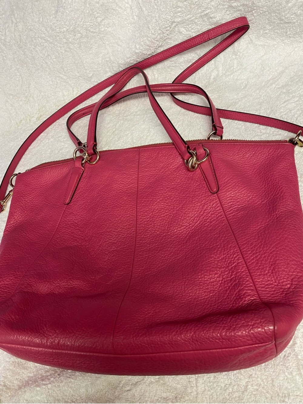 Coach Pebbled Leather Shoulder Bag - Fuchsia Pink - Picture 12 of 12